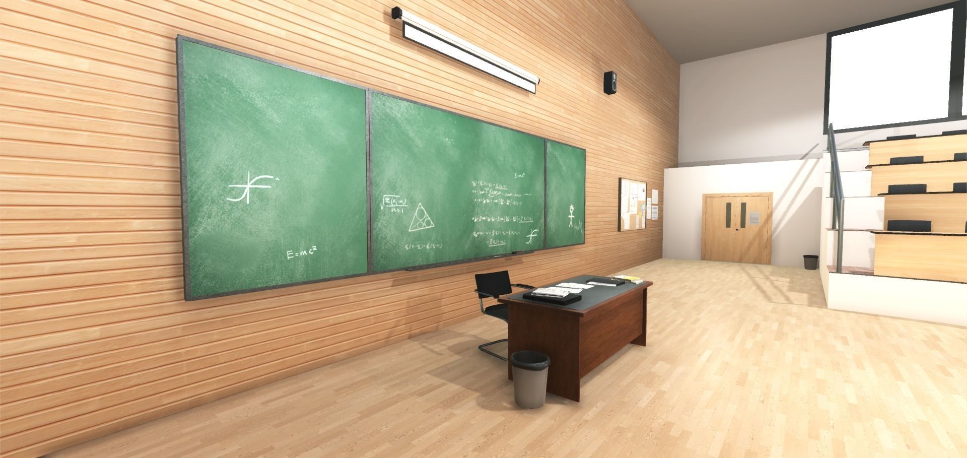 University Classroom Low-poly 3D model_2