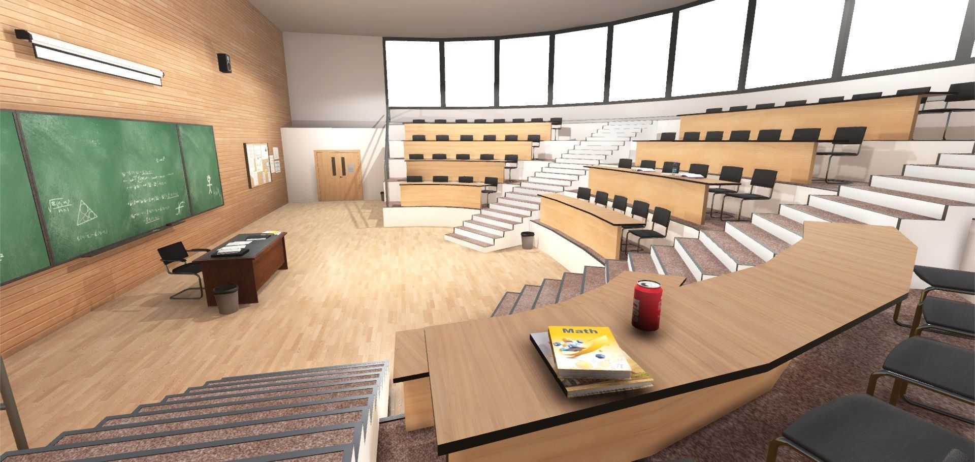 University Classroom Low-poly 3D model_4