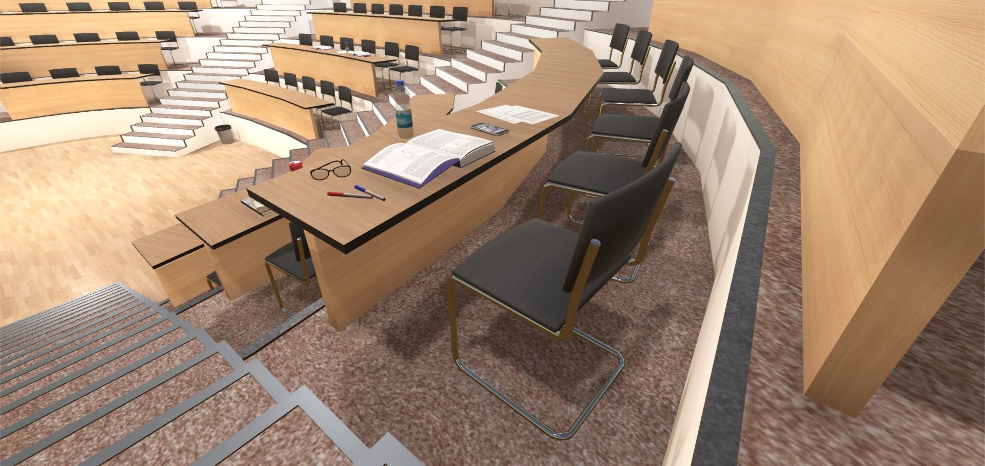 University Classroom Low-poly 3D model_8