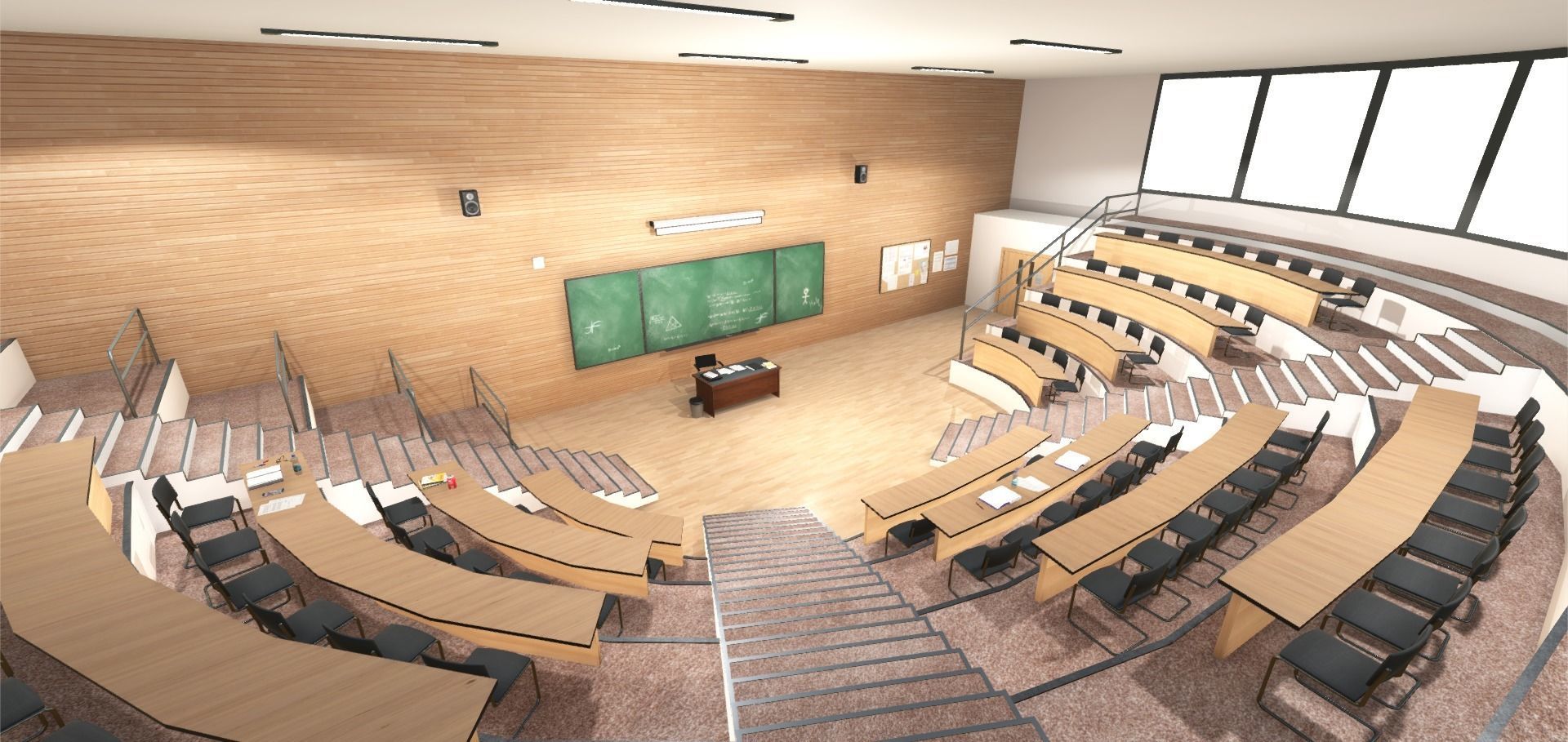 University Classroom Low-poly 3D model_1