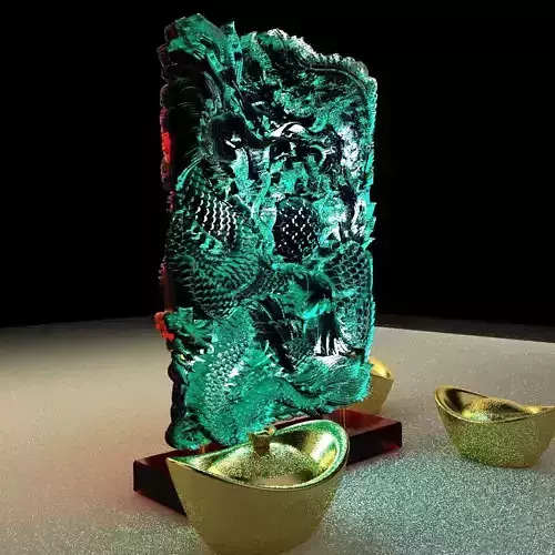 Chinese Dragon Phoenix carving pattern