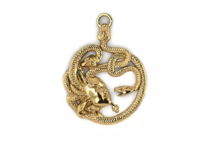 goddessMedusa gold pendant with snake 3D print model_0