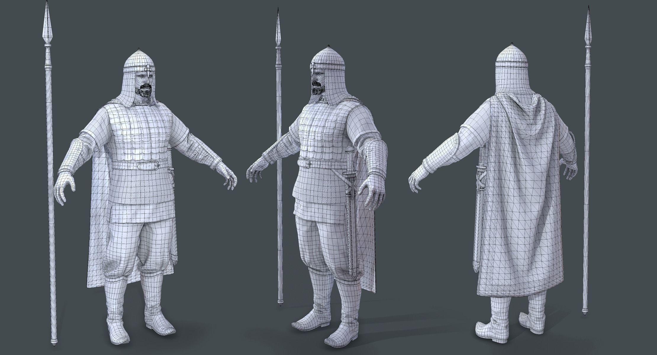 Medieval Russian Knight  Low-poly 3D model_6
