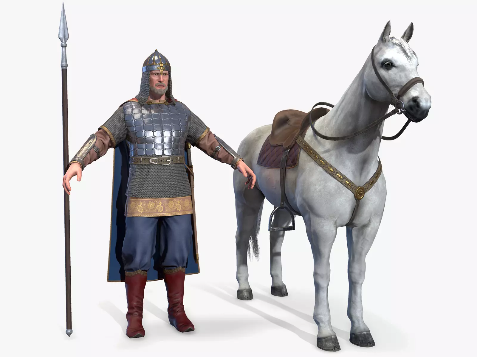 Medieval Russian Knight  Low-poly 3D model_0
