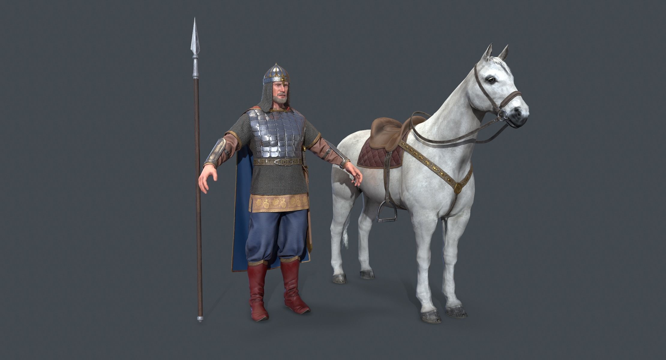 Medieval Russian Knight  Low-poly 3D model_1