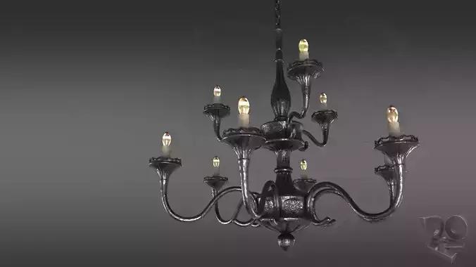Wrought iron ceiling chandelier 3D model