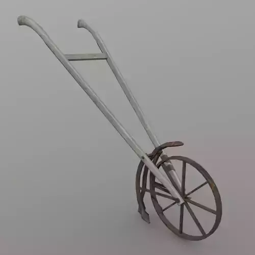 Cultivator old wheelbarrow Low-poly 3D model