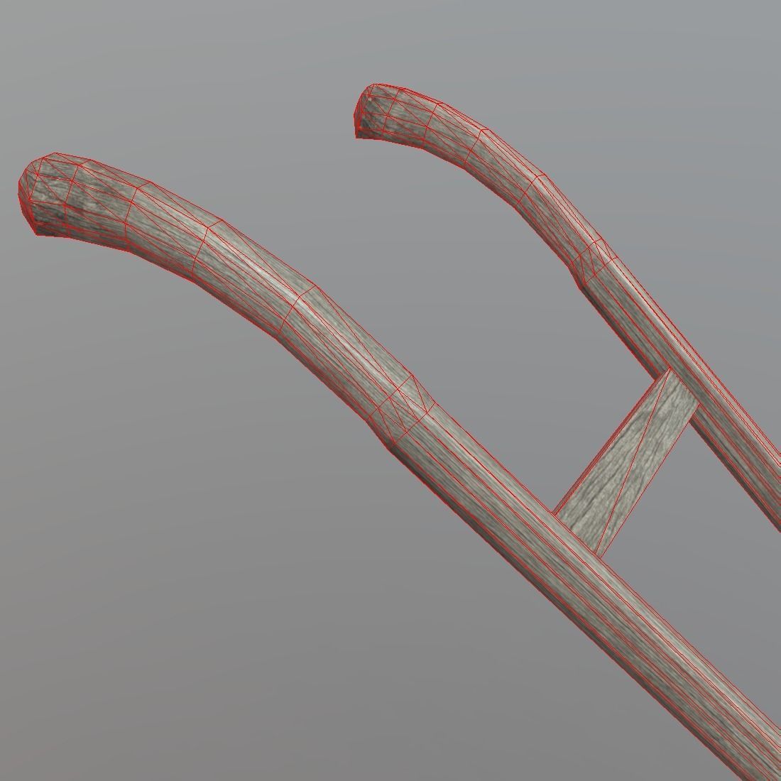 Cultivator old wheelbarrow Low-poly 3D model_11