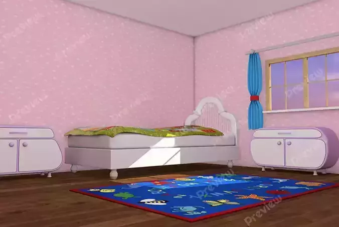 Cartoon Pink Kids Room