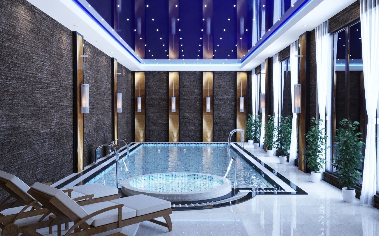 Scene of the pool along with a jacuzzi