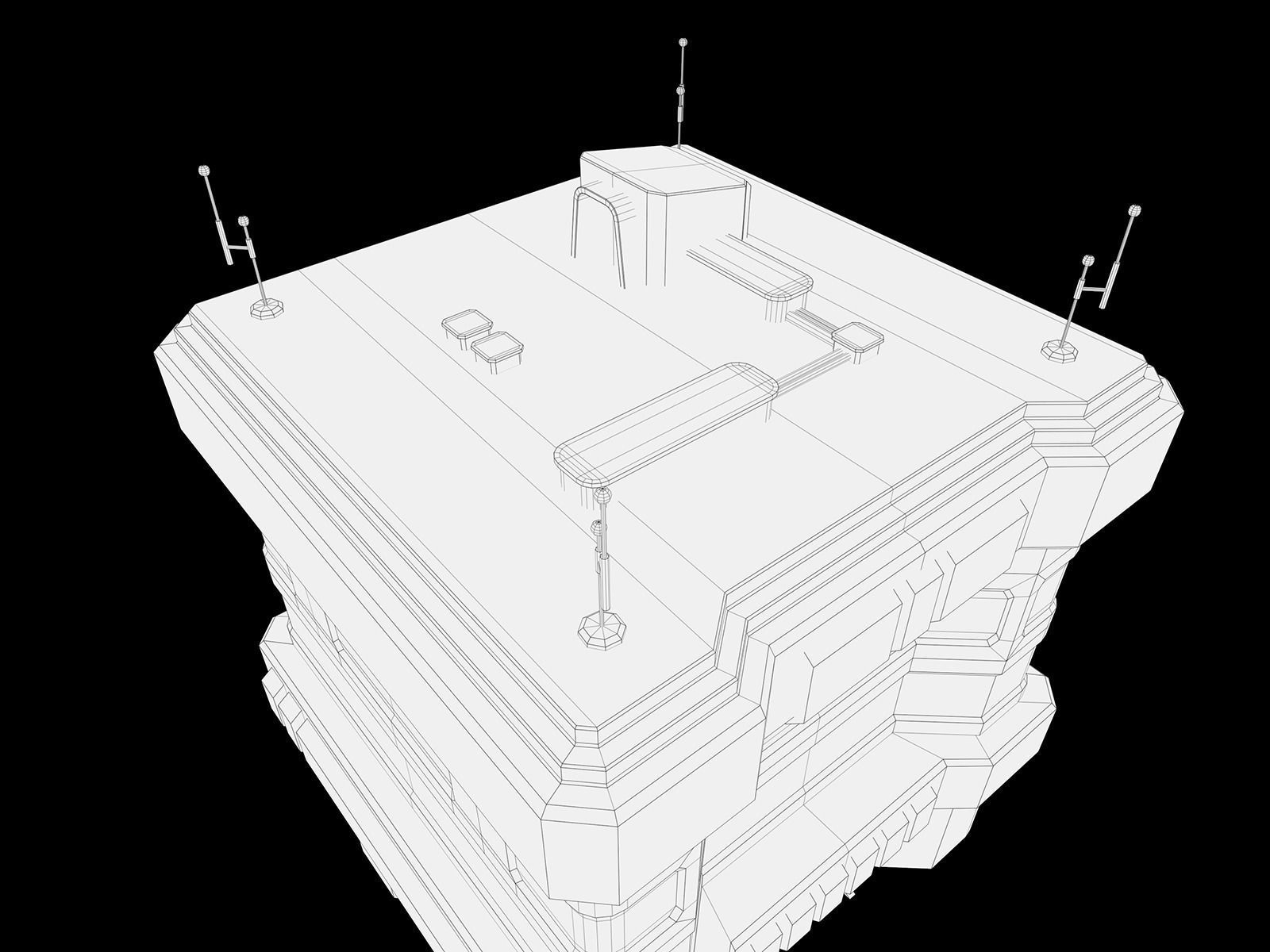 Lowpoly Modular Scifi Building  Low-poly 3D model_16