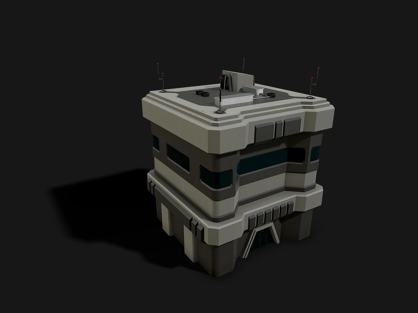 Lowpoly Modular Scifi Building  Low-poly 3D model_5