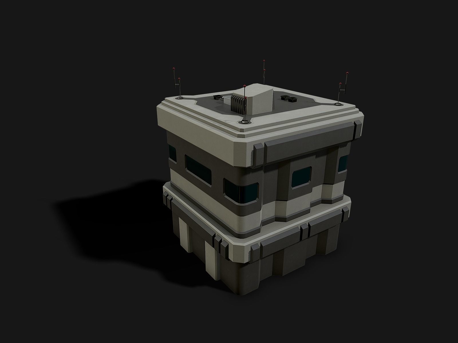 Lowpoly Modular Scifi Building  Low-poly 3D model_3