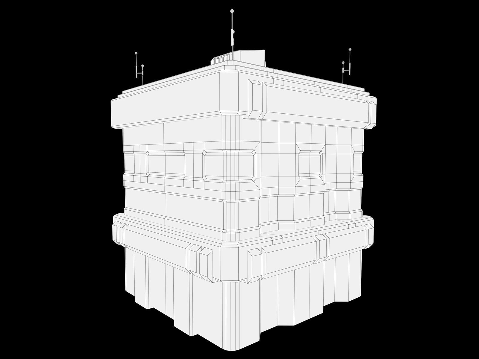 Lowpoly Modular Scifi Building  Low-poly 3D model_19