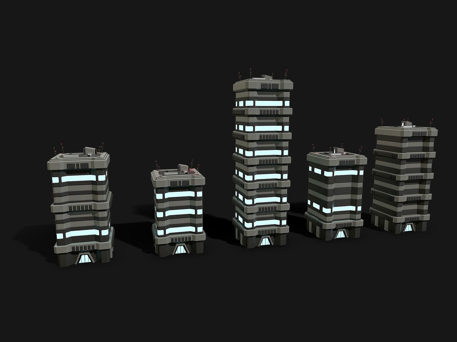 Lowpoly Modular Scifi Building  Low-poly 3D model_8