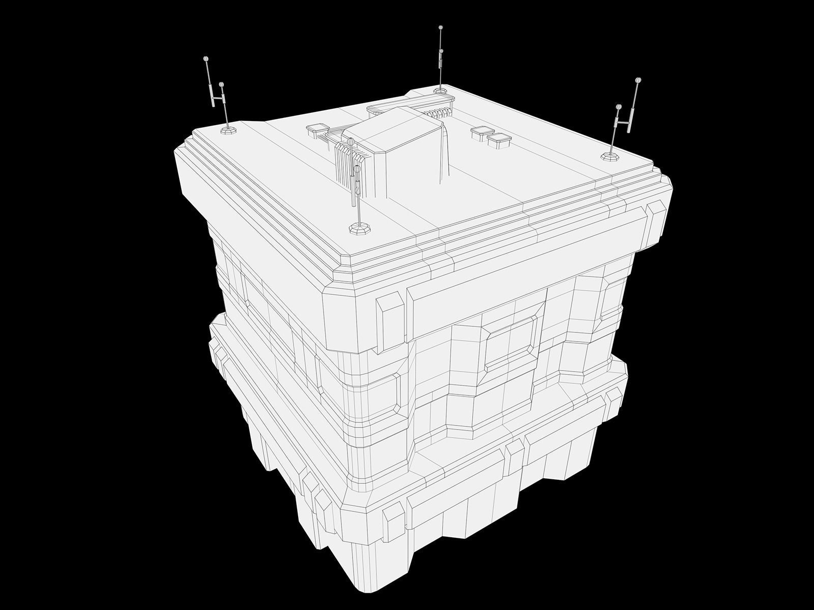 Lowpoly Modular Scifi Building  Low-poly 3D model_14