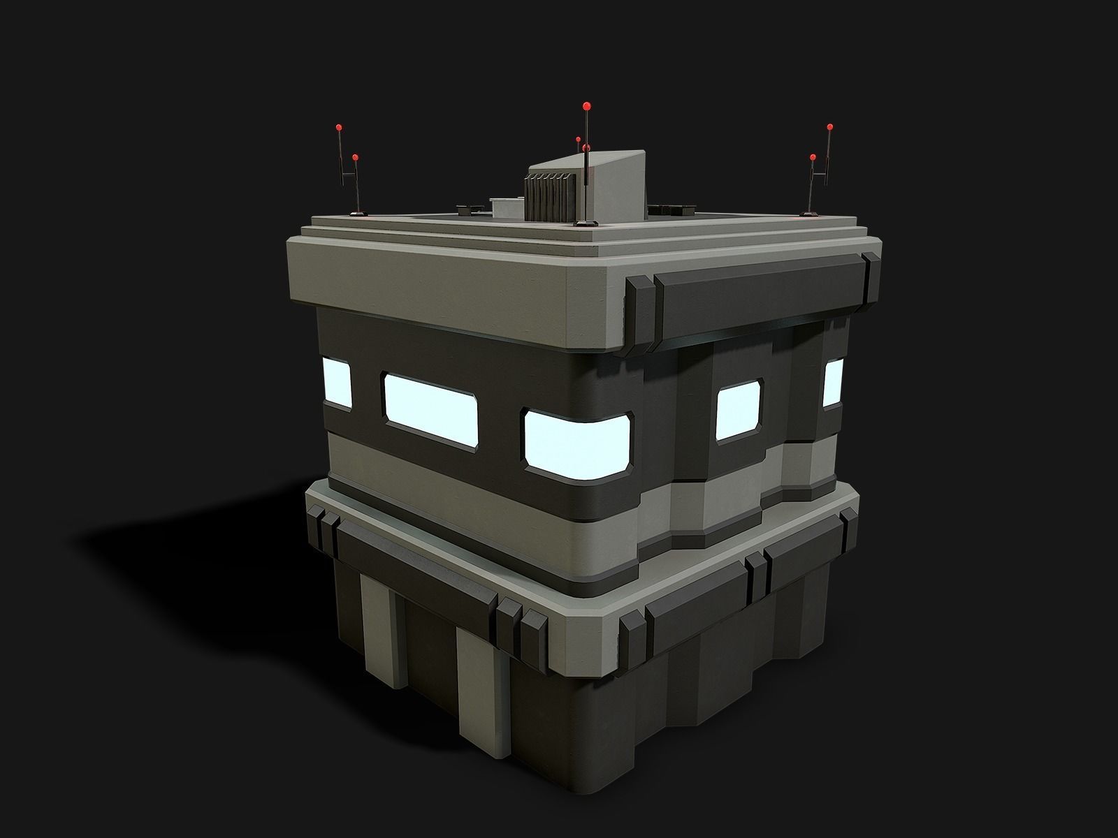 Lowpoly Modular Scifi Building  Low-poly 3D model_2