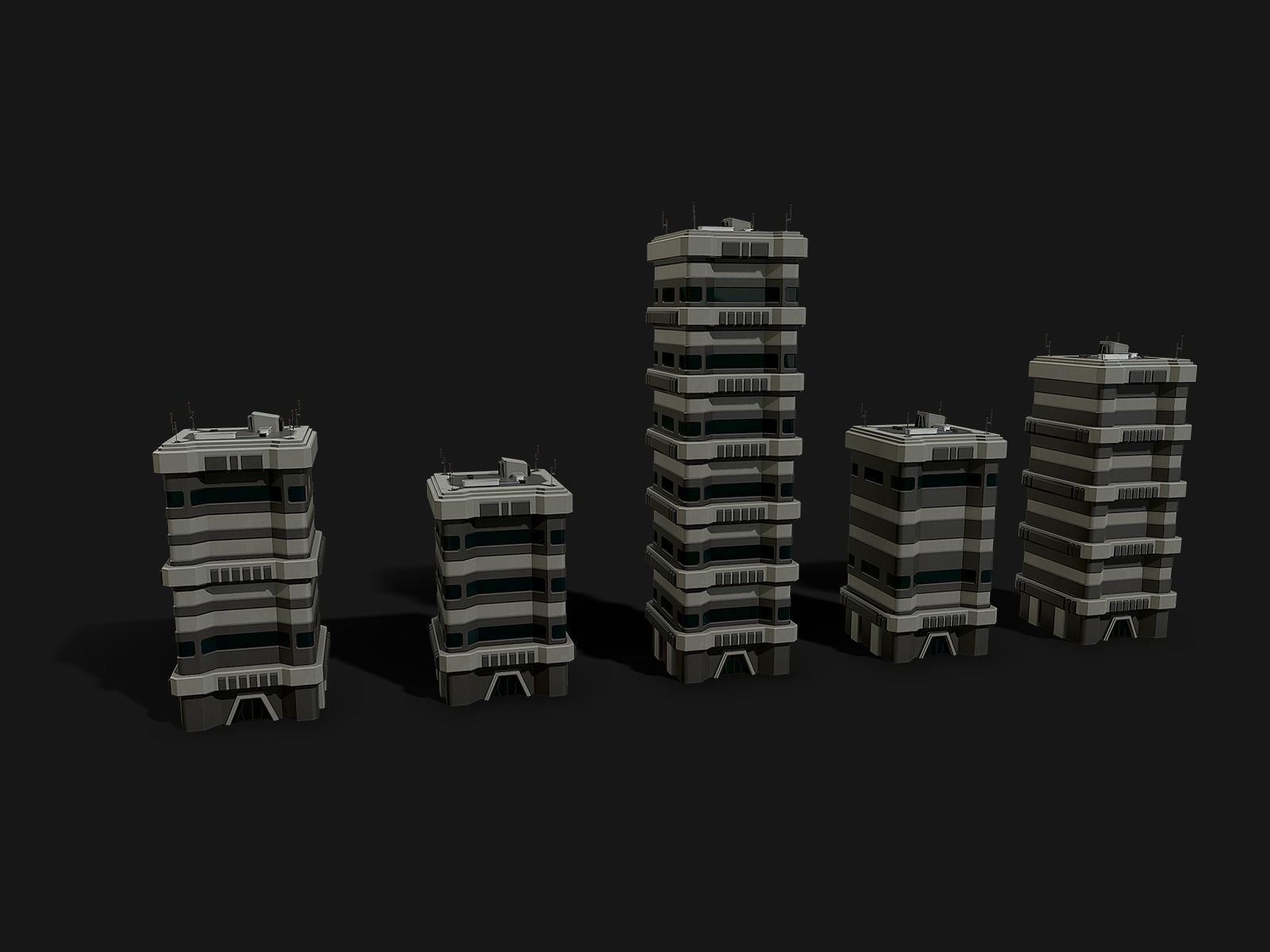 Lowpoly Modular Scifi Building  Low-poly 3D model_9