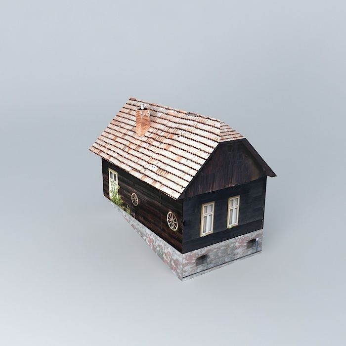 Dom house with tile roof Free 3D model_2