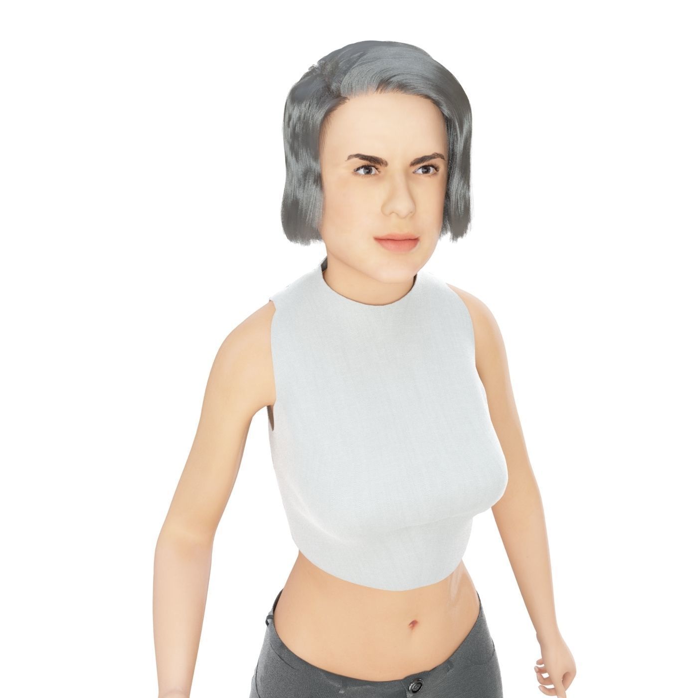 Women real cloth simulation conversation loop animated number 2 3D model_5