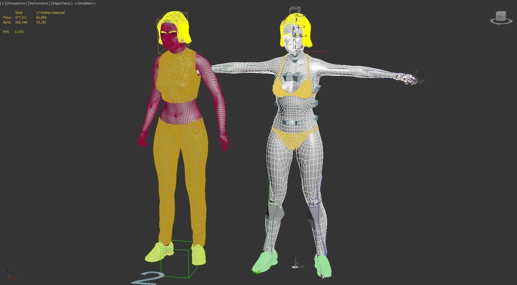 Women real cloth simulation conversation loop animated number 2 3D model_18