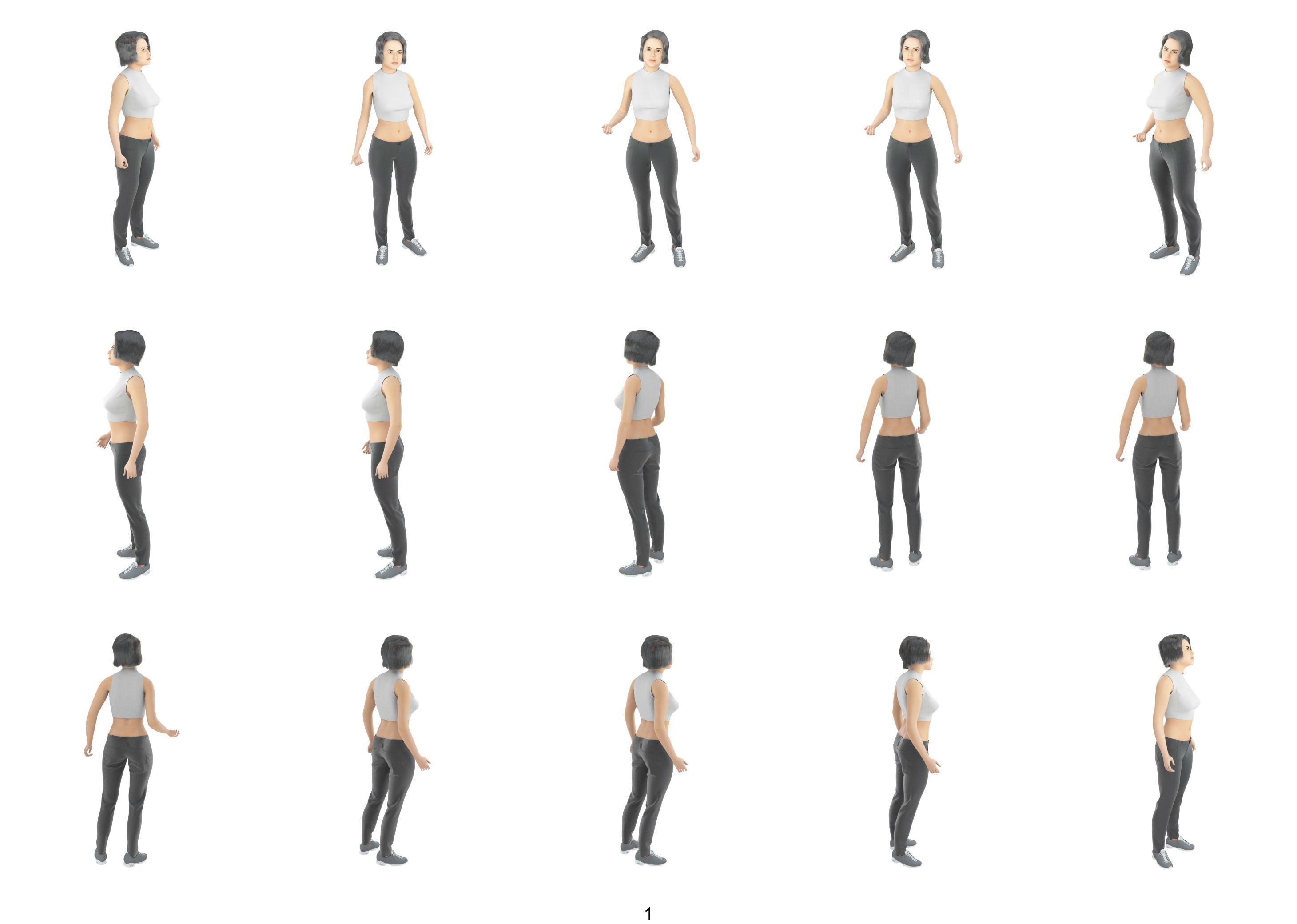 Women real cloth simulation conversation loop animated number 2 3D model_12