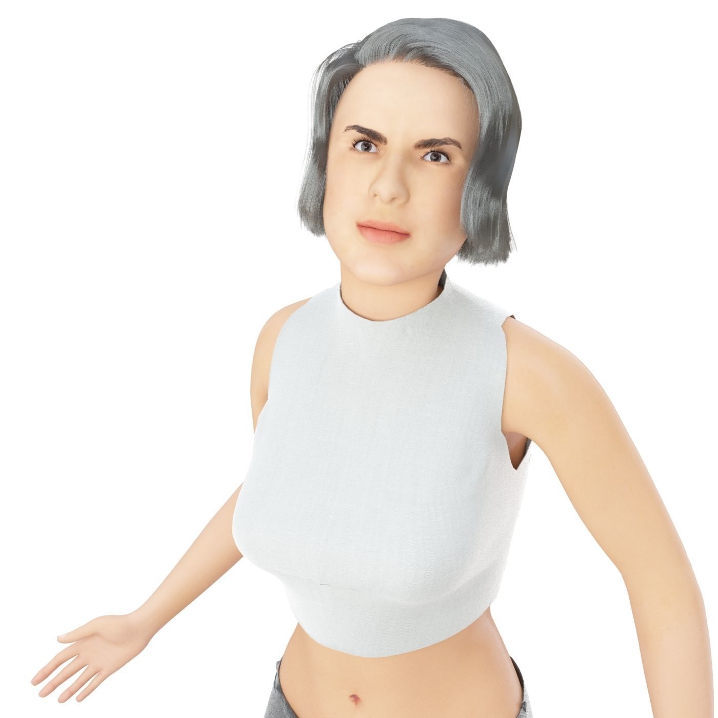 Women real cloth simulation conversation loop animated number 2 3D model_8