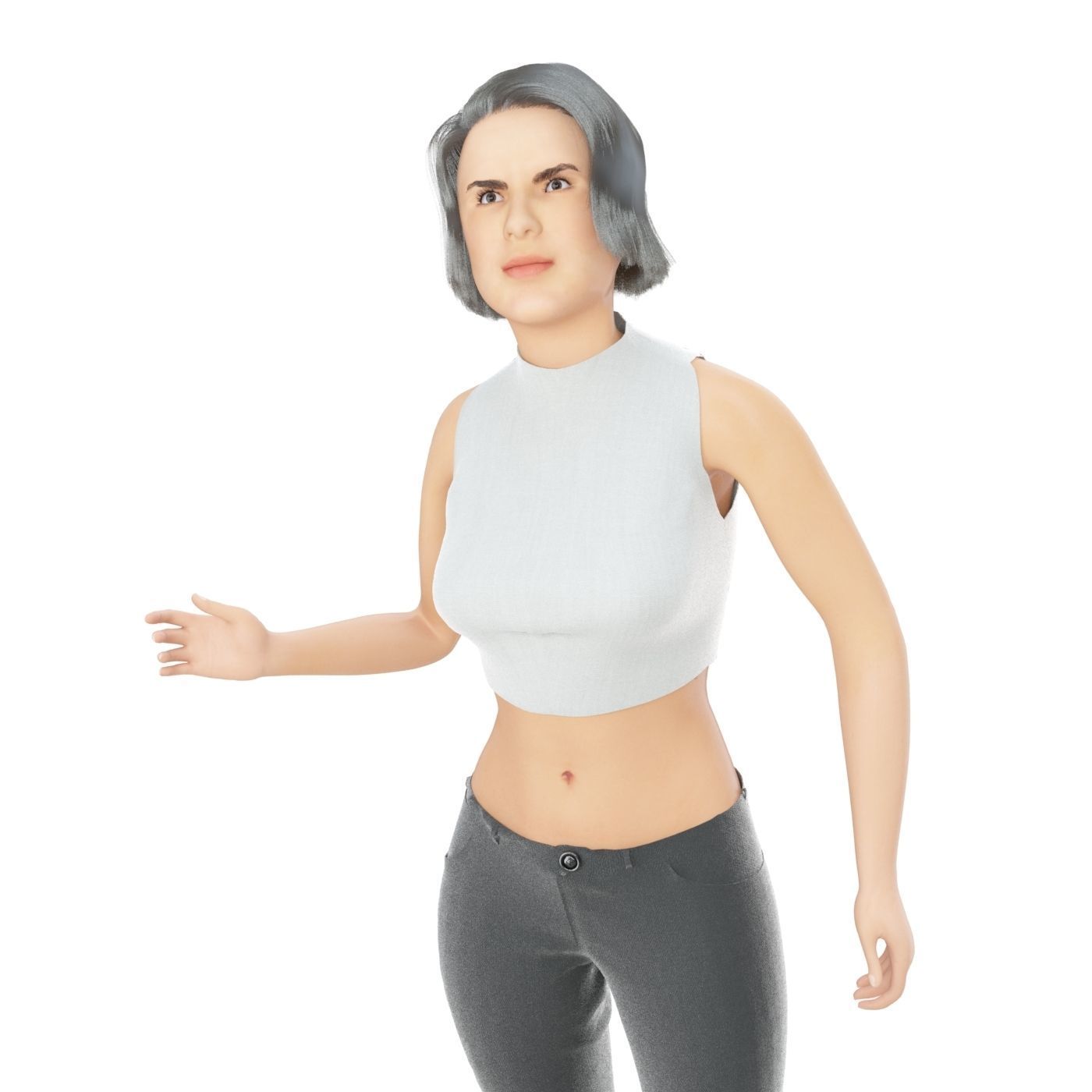 Women real cloth simulation conversation loop animated number 2 3D model_9