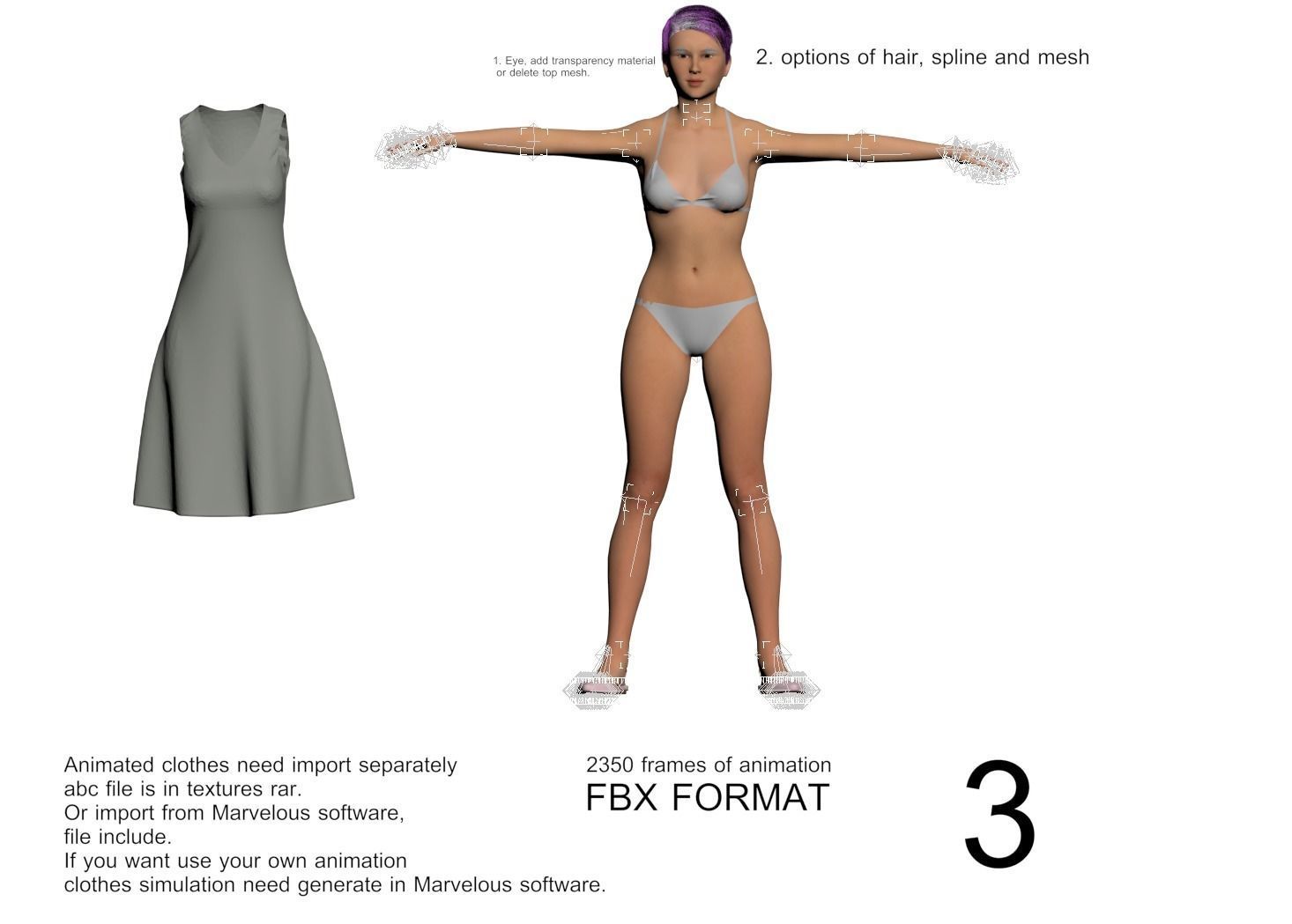 Women real cloth simulation conversation loop animated number 3 3D model_17