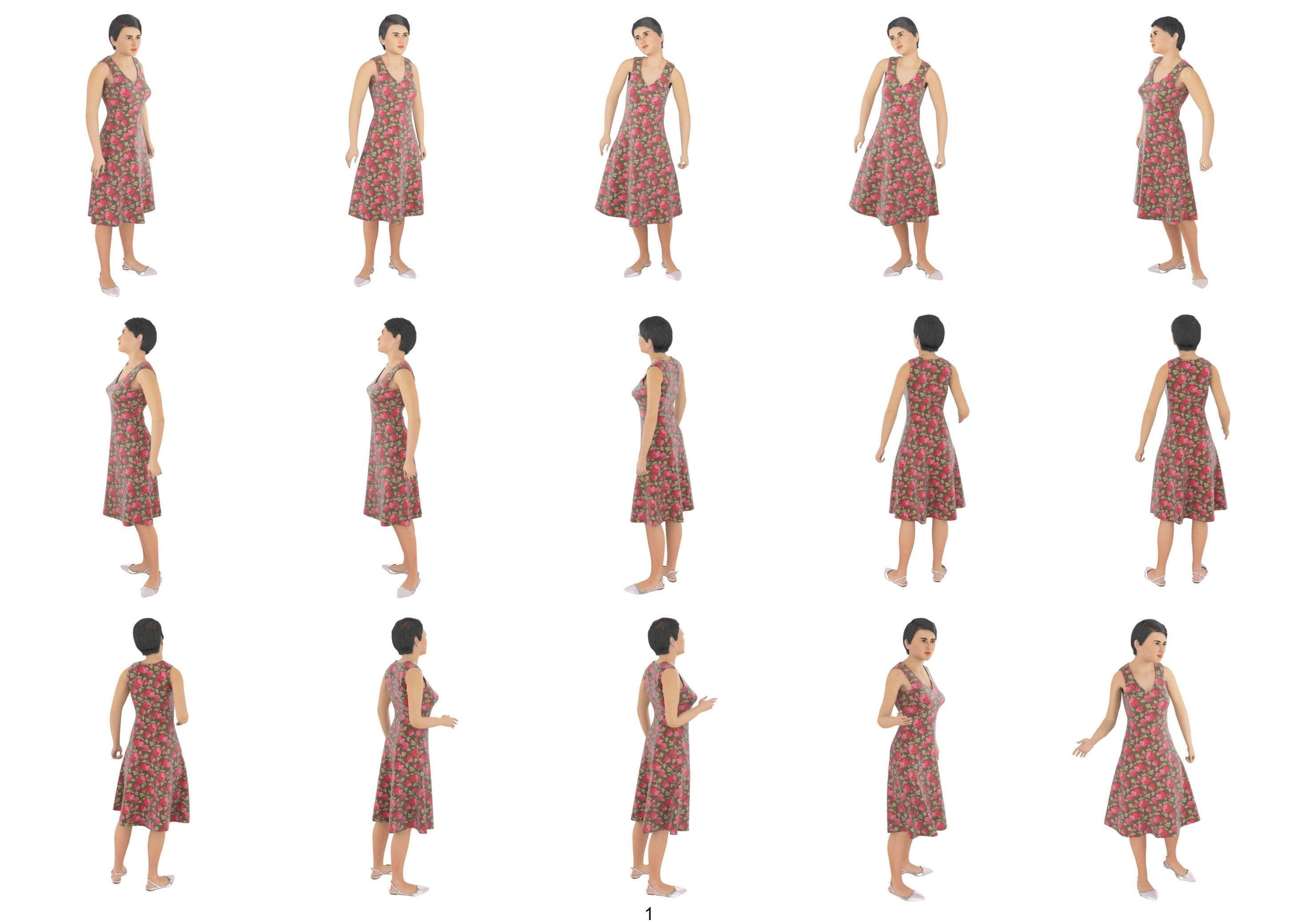 Women real cloth simulation conversation loop animated number 3 3D model_10