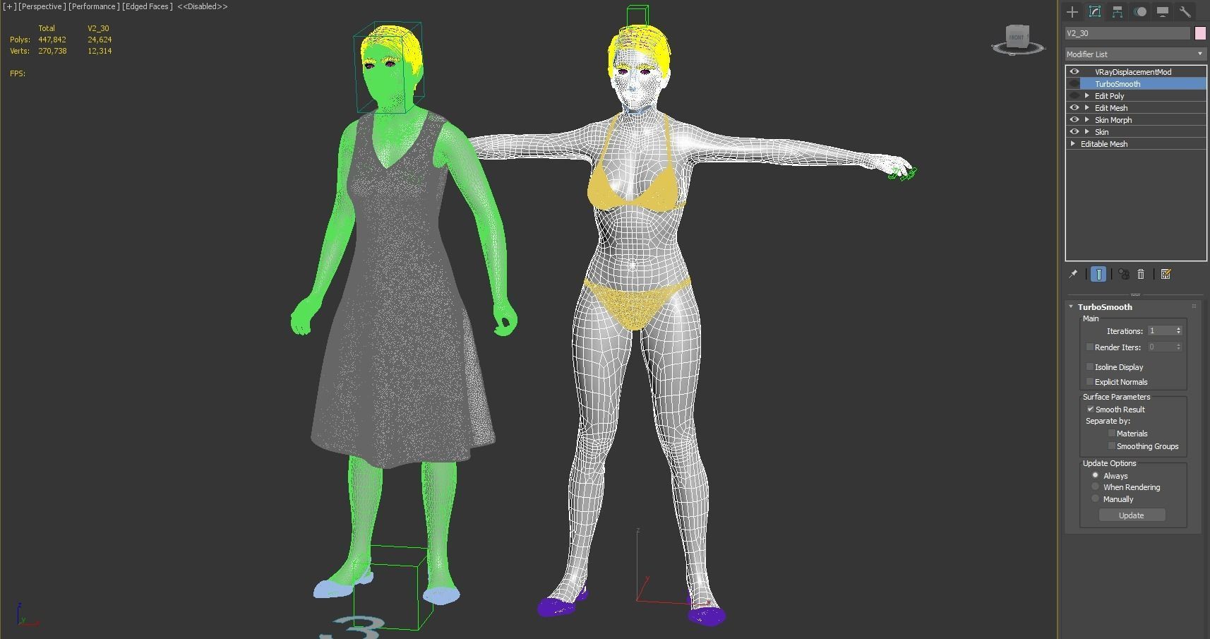 Women real cloth simulation conversation loop animated number 3 3D model_16