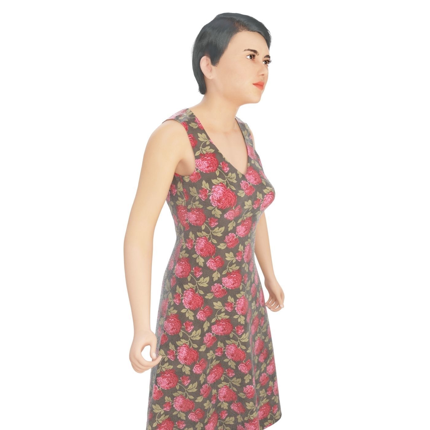 Women real cloth simulation conversation loop animated number 3 3D model_7