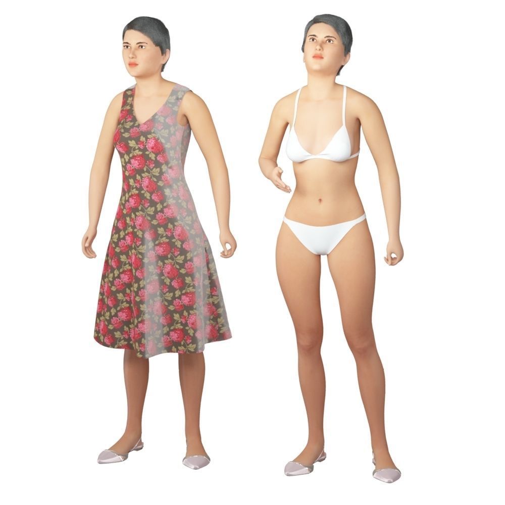 Women real cloth simulation conversation loop animated number 3 3D model_11