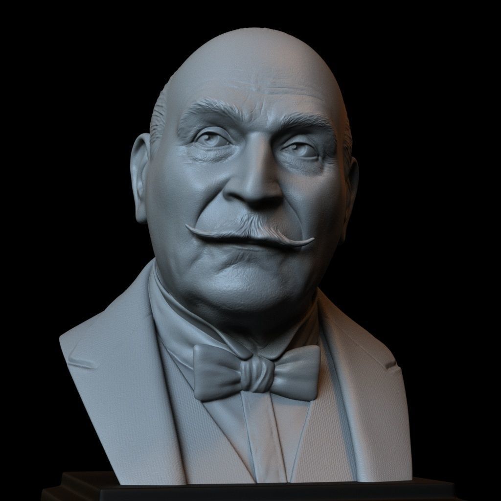 Hercule Poirot - David Suchet - portrait bust 3D print model_9