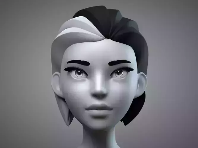 Cartoon Female Head 3D model