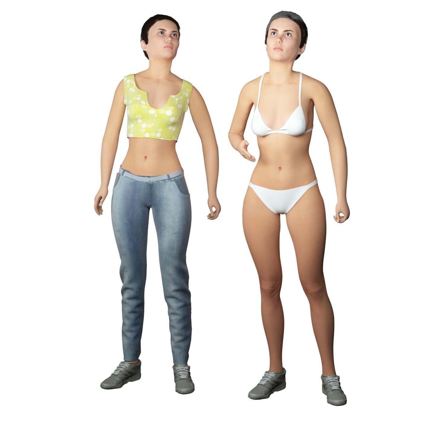 Women real cloth simulation conversation loop animated number 4 3D model_11