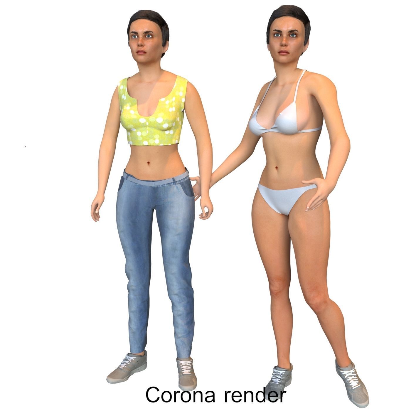 Women real cloth simulation conversation loop animated number 4 3D model_13