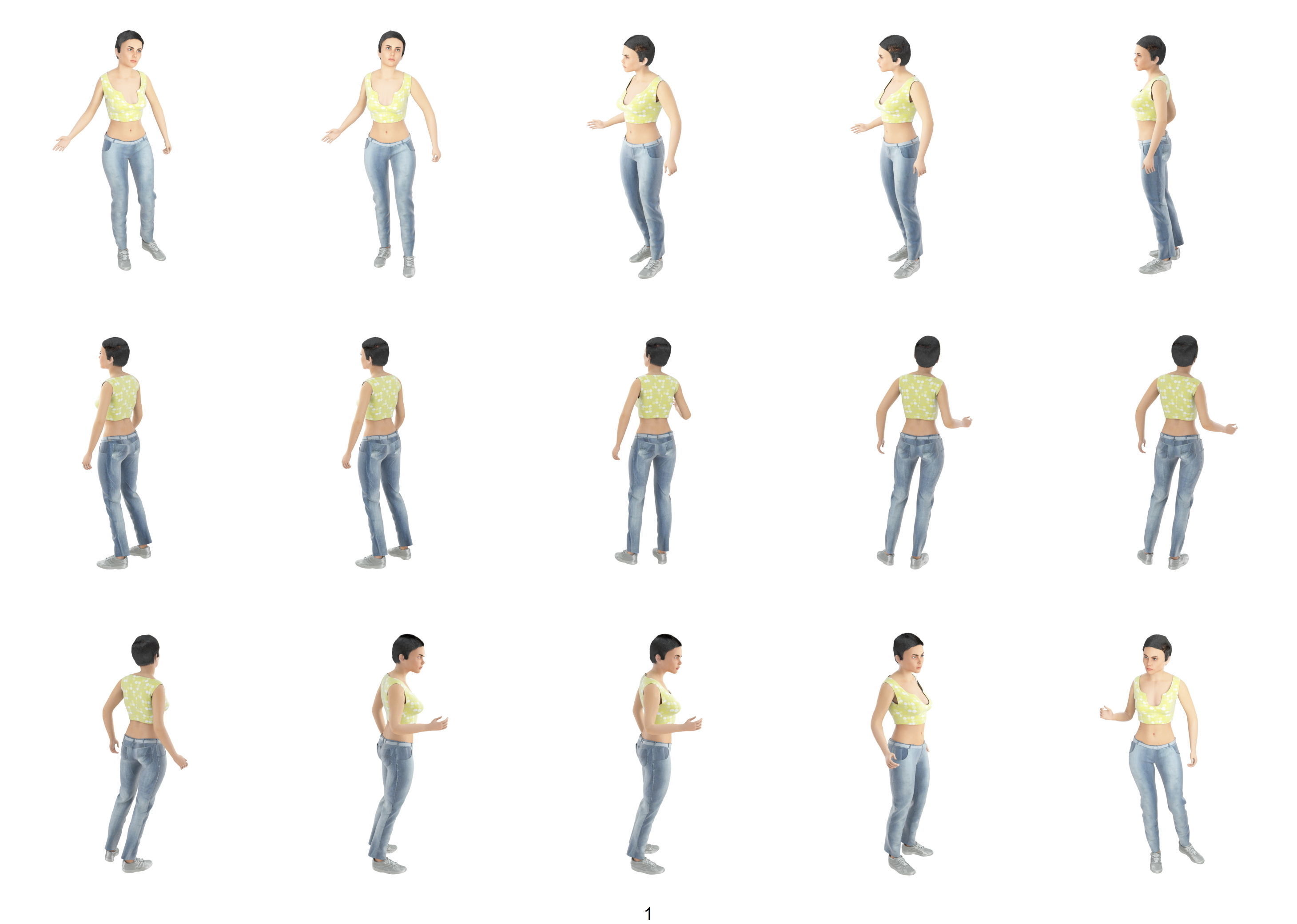 Women real cloth simulation conversation loop animated number 4 3D model_12