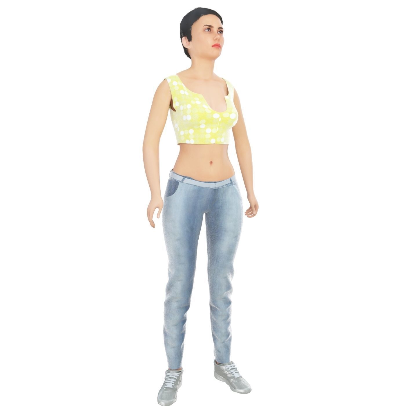 Women real cloth simulation conversation loop animated number 4 3D model_9
