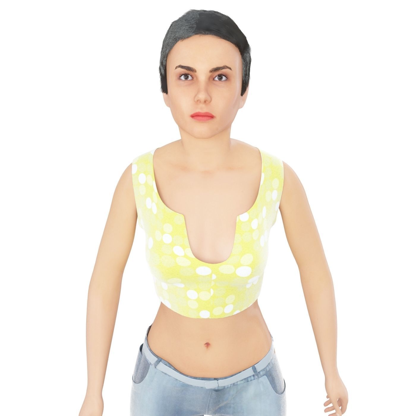 Women real cloth simulation conversation loop animated number 4 3D model_7