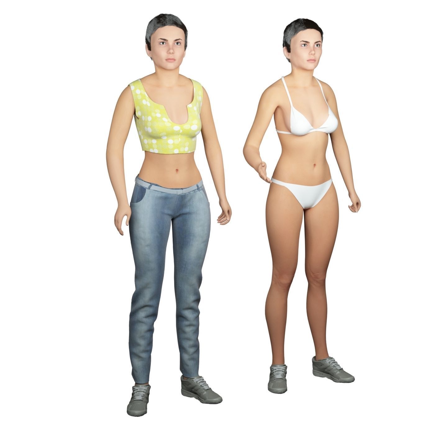 Women real cloth simulation conversation loop animated number 4 3D model_10