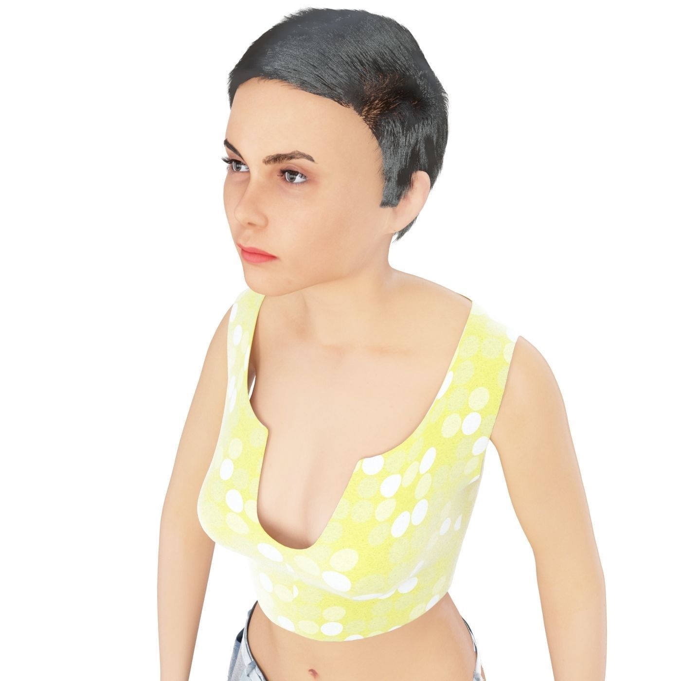 Women real cloth simulation conversation loop animated number 4 3D model_8
