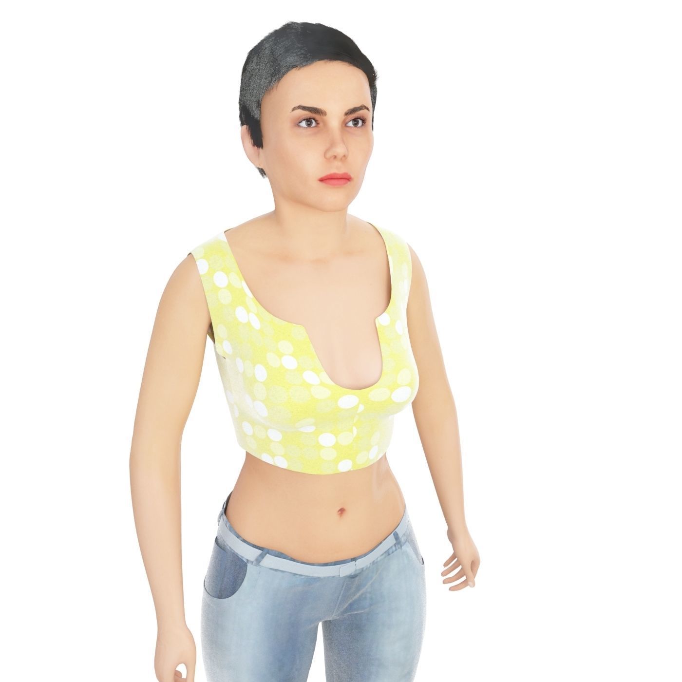 Women real cloth simulation conversation loop animated number 4 3D model_5