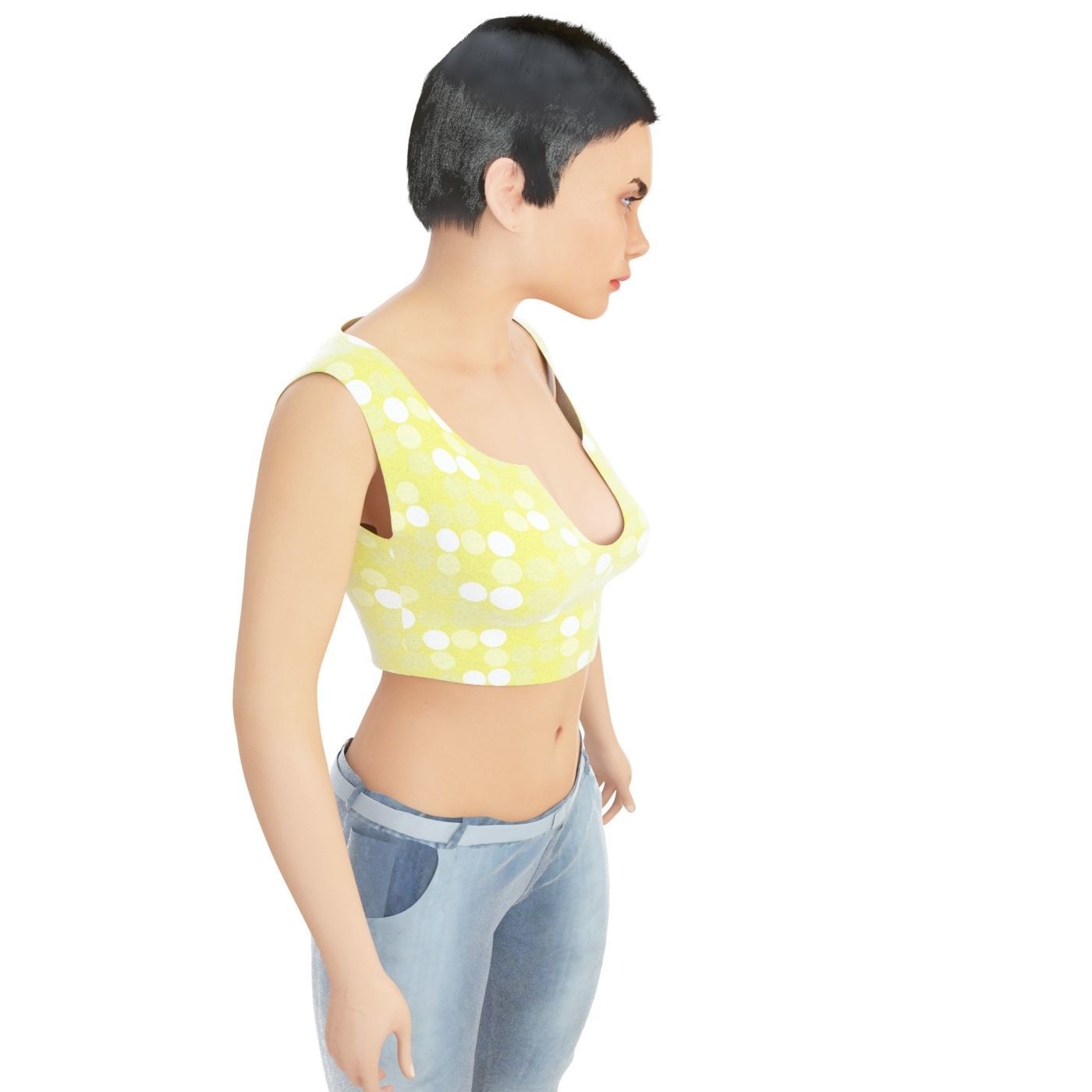 Women real cloth simulation conversation loop animated number 4 3D model_6