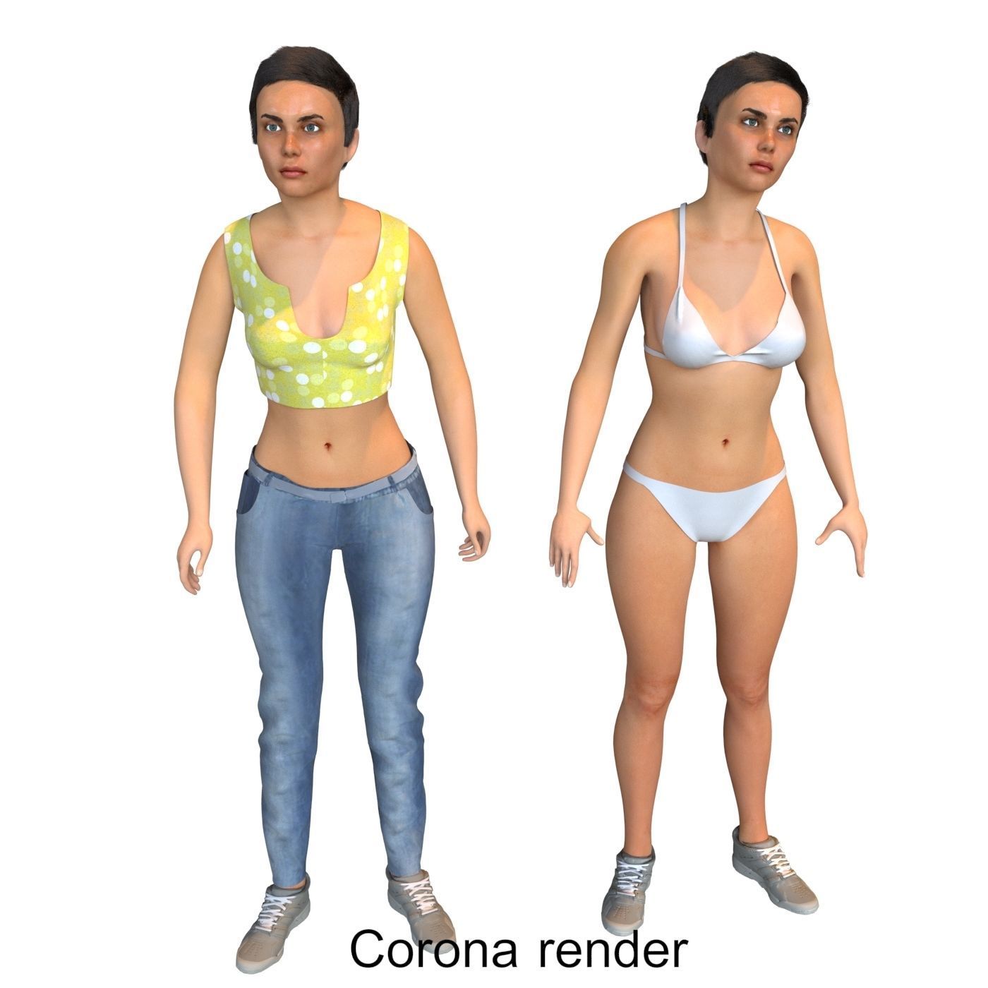 Women real cloth simulation conversation loop animated number 4 3D model_14