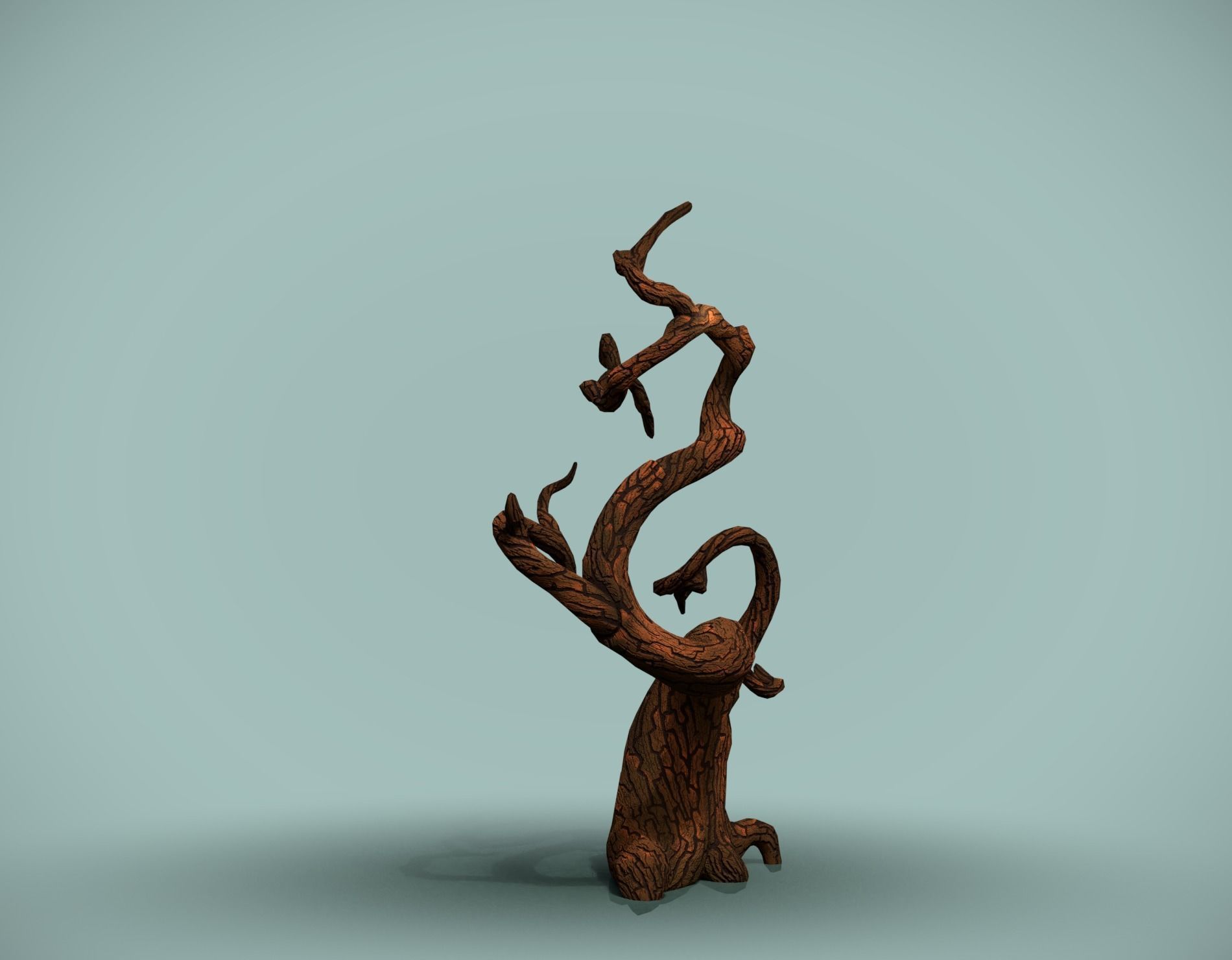 Tree with flowers Low-poly 3D model_14