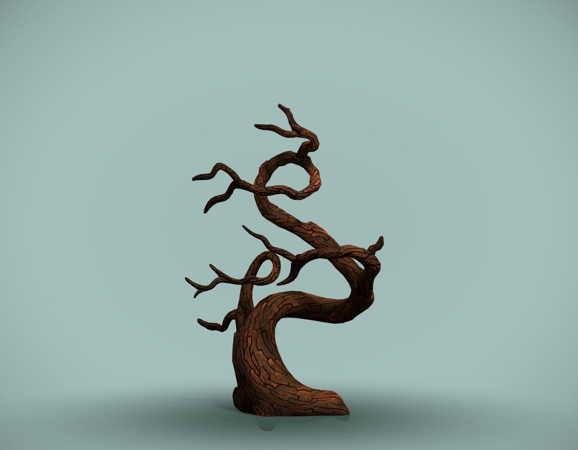 Tree with flowers Low-poly 3D model_15