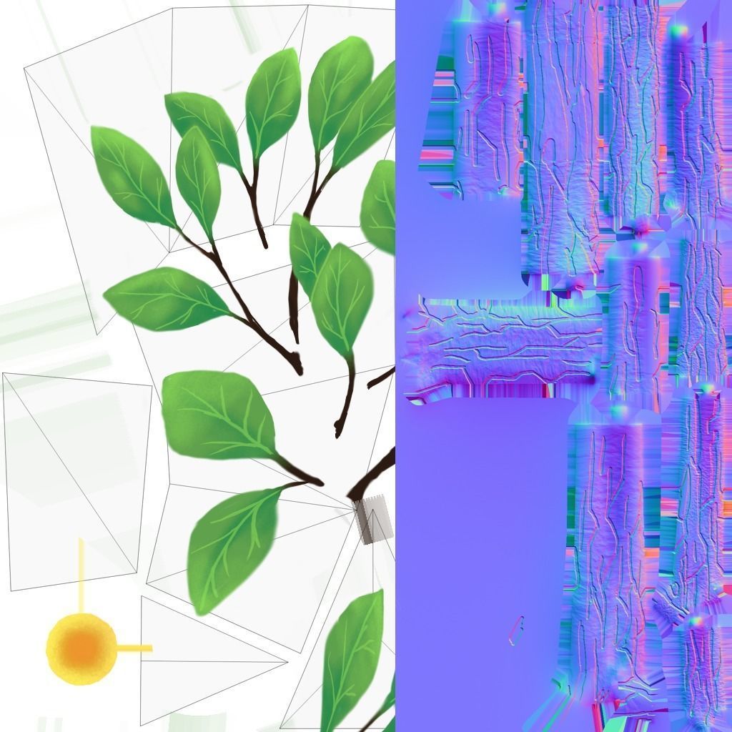 Tree with flowers Low-poly 3D model_18