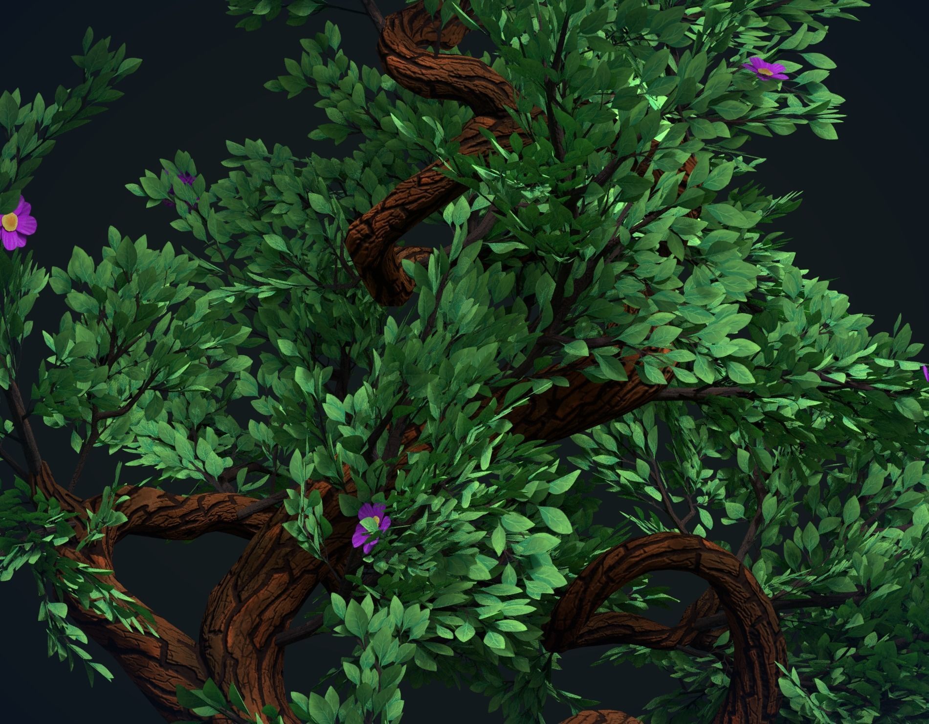 Tree with flowers Low-poly 3D model_6