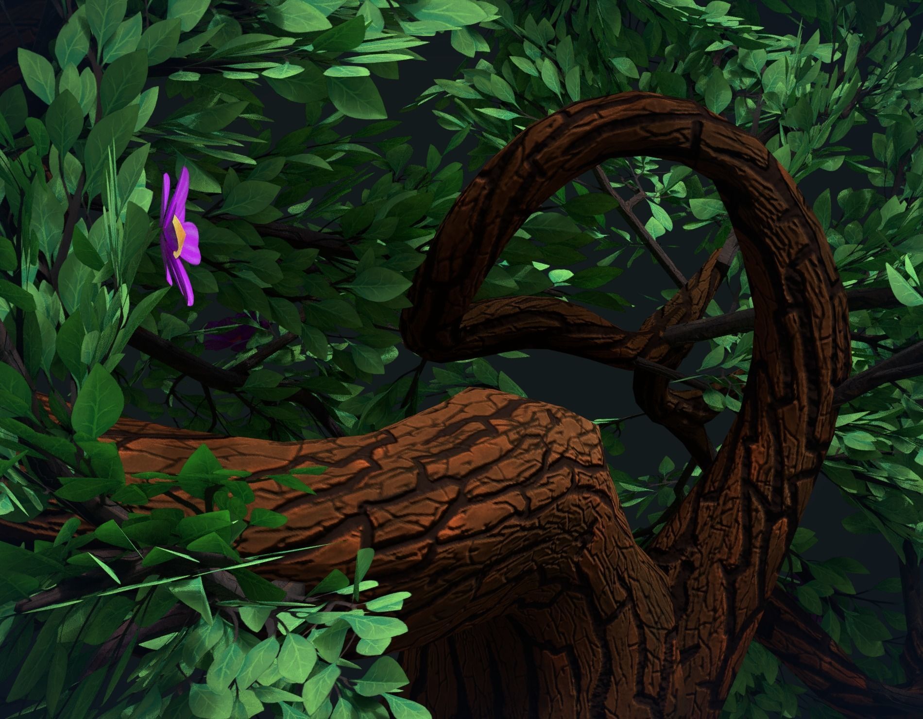 Tree with flowers Low-poly 3D model_9